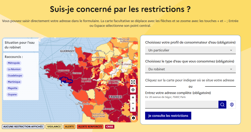 Restriction d'eau en Pays de la Loire